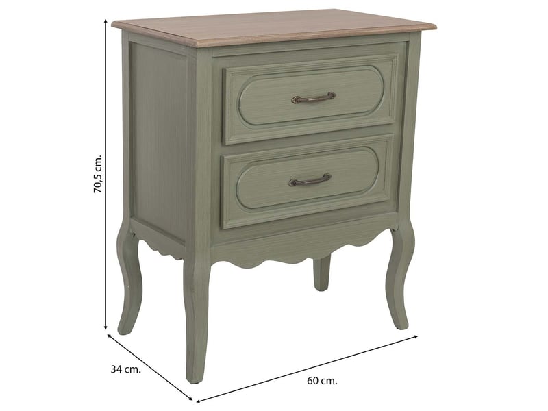 Table de chevet en bois vert 60x34x70,5 cm h  - Conforama C