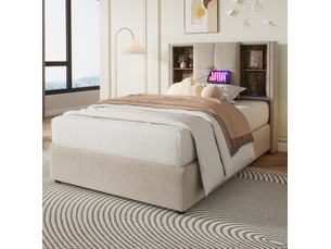 Lit avec rangement 90x200 cm VIVRYN coloris naturel