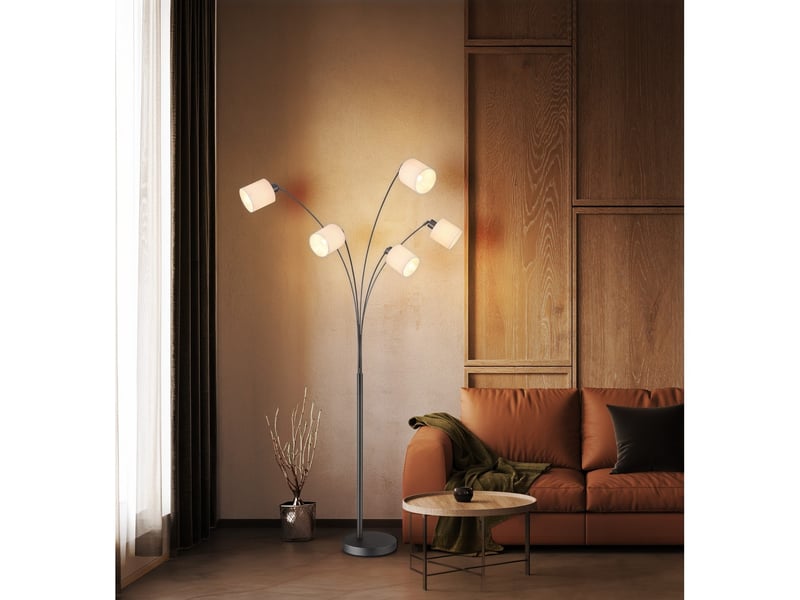  Globo thea lampadaire multibras couleur gris anthracite mat, 5 ampoules led e27  - Conforama B