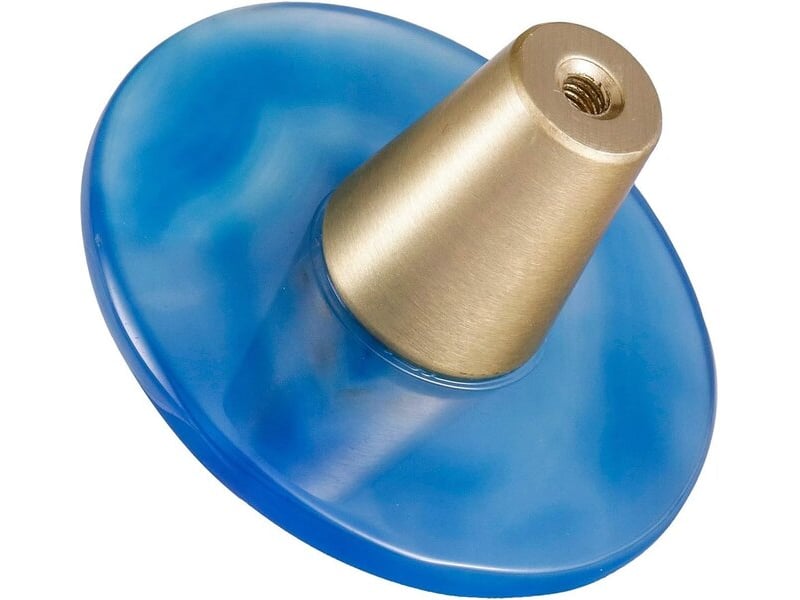 Lot de 4 boutons en disque d'agate bleue avec vis, poignées décoratives en laiton pour placards et tiroirs - Conforama D