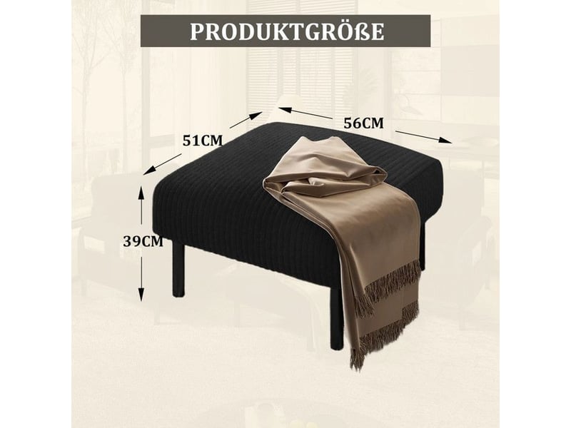  Tabouret - truxen8 - velours côtelé - cadre métal - noir - montage rapide  - Conforama E
