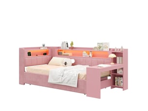 Lit gigogne 90x200 cm HAVRYA coloris rose