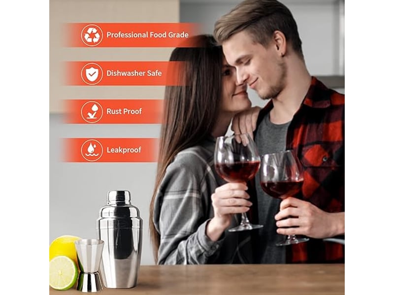Shaker à cocktail en acier inoxydable, shaker de bar à cocktails, shaker à vin avec passoire et couvercle, 250 ml (8,4 oz) GTR06138 - Conforama D