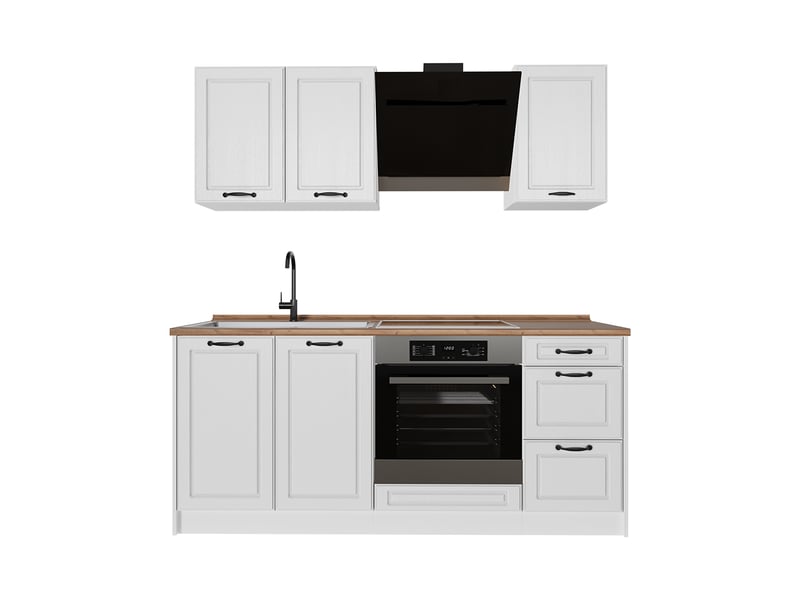 Vicco cuisine, blanc campagneblanc, 180cm plan de travail chêne doré  - Conforama A