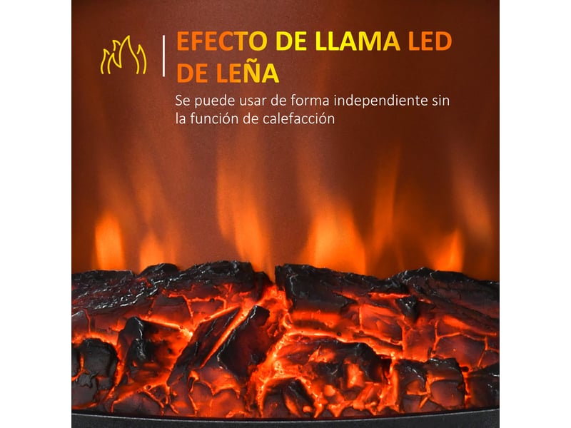  Cheminée électrique avec effet flamme led, 900 w1800 w, noire, pour petite pièce  - Conforama W