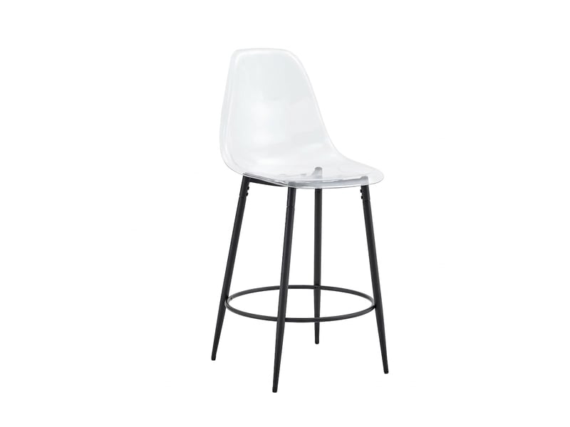  Lot de 2 tabourets de bar transparents avec pieds en métal noir, hauteur d'assise 66 cm, design minimaliste  - Conforama A