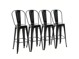 tabouret de bar <strong>BEAOK</strong> - noir hauteur d'assise 76.5 cm vendu Par 4
