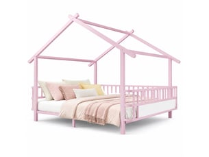 Lit cabane 140x200 cm <strong></strong> <strong></strong> coloris rose