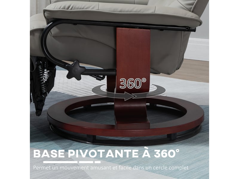  Fauteuil relax – inclinable et pivotant – repose-pieds intégré  - Conforama E