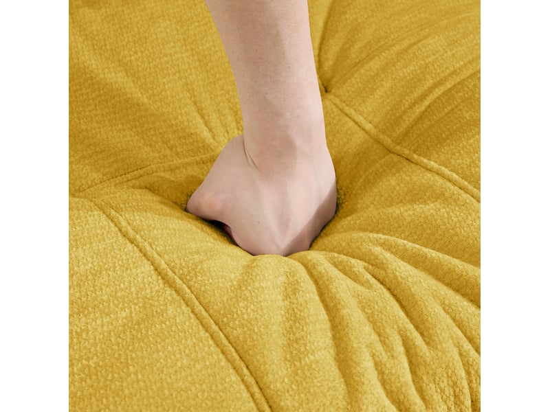  Pouf repose-pieds en tissu chenille jaune 72,5x63x50 cm  - Conforama R