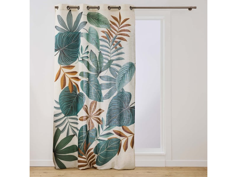  Rideau tamisant à œillets en poly-lin imprimé à motif tropical 140x260 cm  - Conforama A