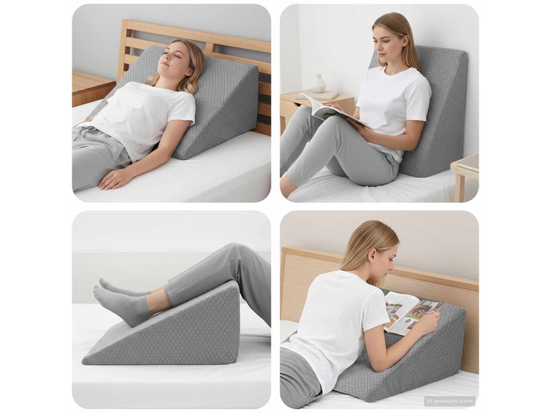  Coussin pour les jambes, oreiller 60 x 50 x 30 cm doux gris cf56580  - Conforama B