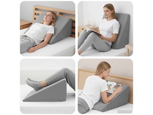 Coussin pour les jambes, oreiller 60 x 50 x 30 cm doux gris cf56580