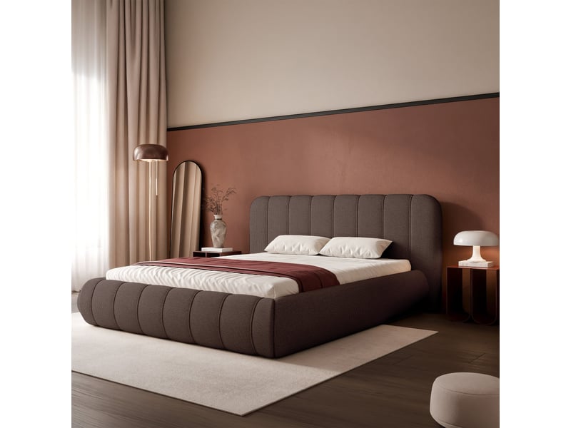 Selsey malunna - lit rembourré - 140x200 cm - chenille marron Malunna - Conforama B