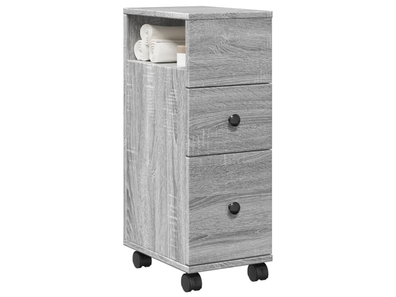  Meuble étroit salle de bain, commode à roulettes sonoma gris shl6204  - Conforama B