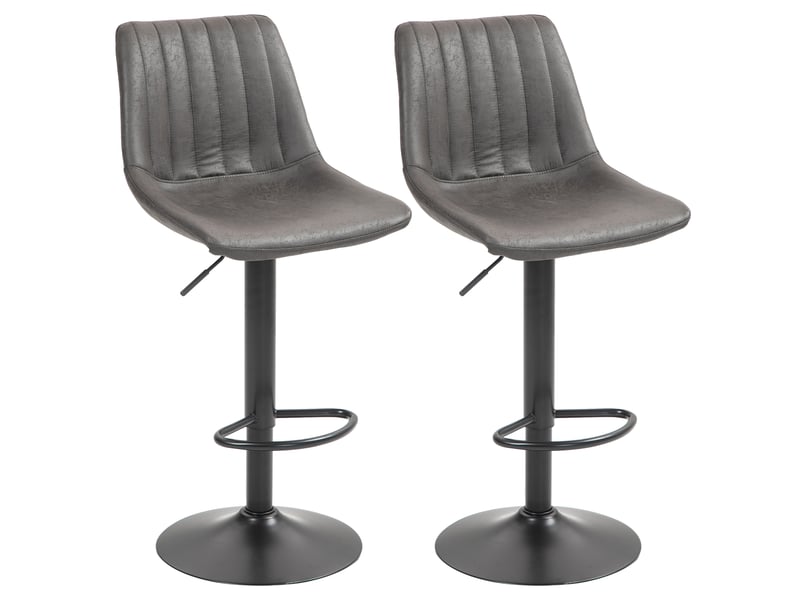  Ensemble de 2 tabourets de bar modernes avec dossier, repose-pieds et hauteur réglable, gris  - Conforama A