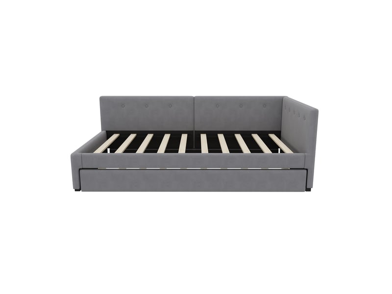Lit banquette gris 90x200 cm avec lit gigogne, canapé-lit, style minimaliste, convertible - Conforama A
