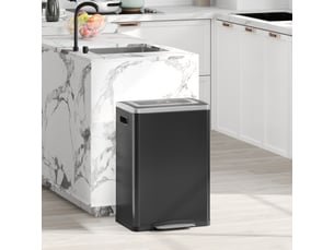 Poubelle de cuisine à pédale 2x20l en acier inoxydable noir 40x34,8x59 cm