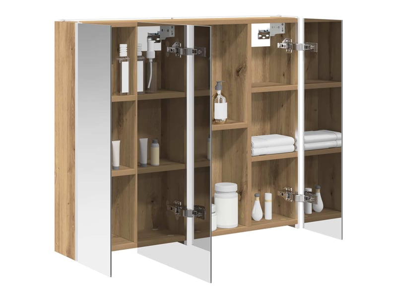 Armoire miroir salle de bain, meuble de rangement chêne artisan shl6377 - Conforama C