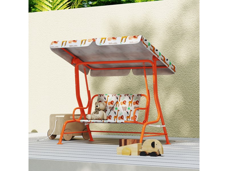  Balançoire enfant 2 places, 112 x 75 x 120 cm, orange  - Conforama C