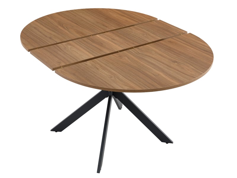 Table à manger extensible ronde à ovale en mdf et métal noir noyer chicfurn  - Conforama C