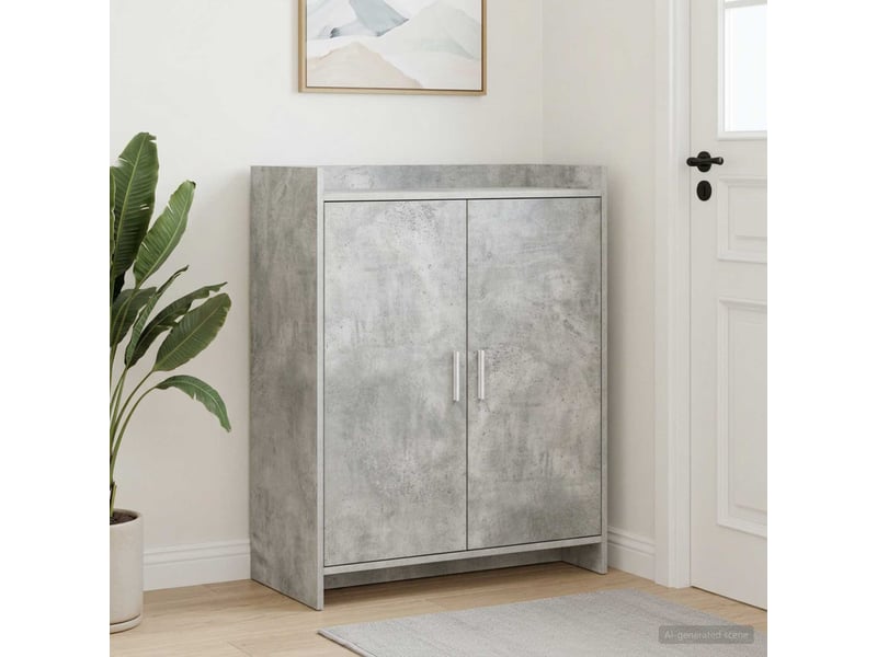  Meuble à chaussure, cabinet à chaussures avec stockage gris béton 73,5x36x92 cm shl2260  - Conforama B