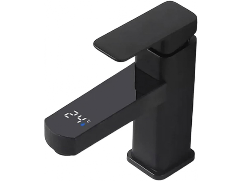  Robinet de lavabo à affichage numérique intelligent, robinet de lavabo de salle de bain (court noir)  - Conforama A
