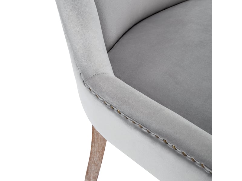  Chaise de salle à manger en velours rembourrée avec pieds en bois massif grise chicfurn  - Conforama E