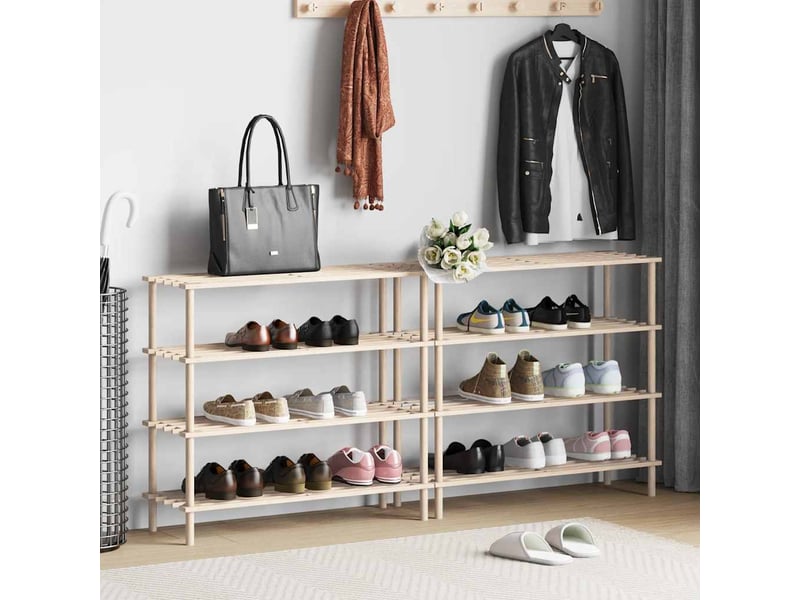  Meuble à chaussures, range-chaussures à 4 étagères 2 pcs bois de sapin solide  - Conforama B