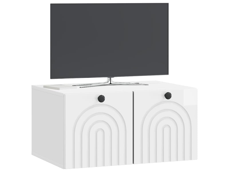  Meuble tv - banc tv - meuble de rangement mural montage mural blanc brillant 59,5 x 41 x 30 cm  - Conforama C