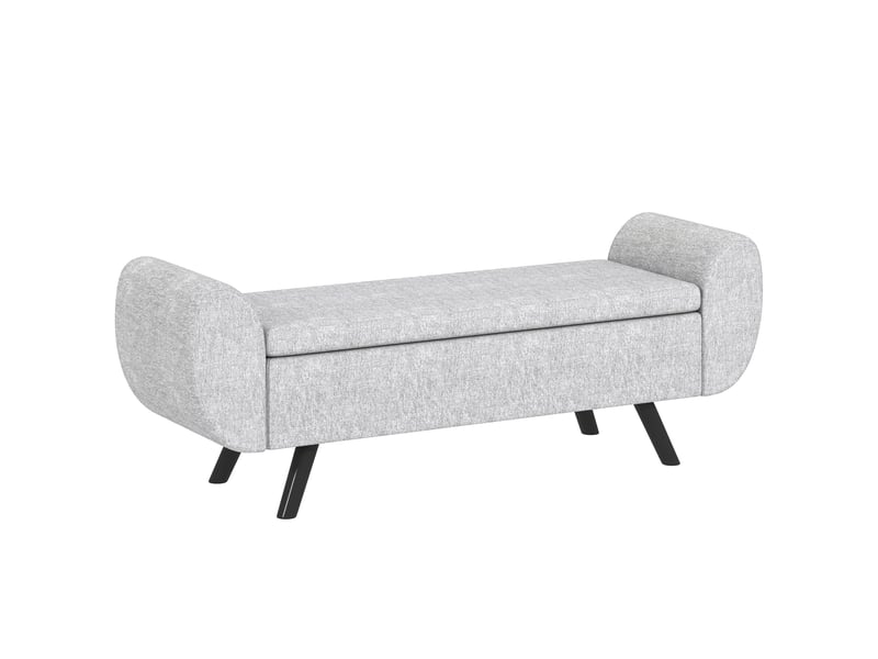  Banc de rangement 53,8l avec siège rembourré en lin et accoudoirs, pour salon, chambre, entrée, 132 x 42 x 50 cm, gris  - Conforama A