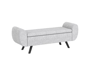 Banc de rangement 53,8l avec siège rembourré en lin et accoudoirs, pour salon, chambre, entrée, 132 x 42 x 50 cm, gris