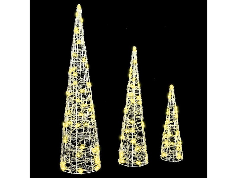  Sapin de noël - arbre de noël 3 pcs 90 led blanc chaud 20 x 20 x 80 cm acrylique  - Conforama D