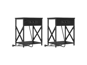 Table de chevet - cabinet de chevet - table de nuit 2 pièces chêne noir 41 x 31 x 51 cm