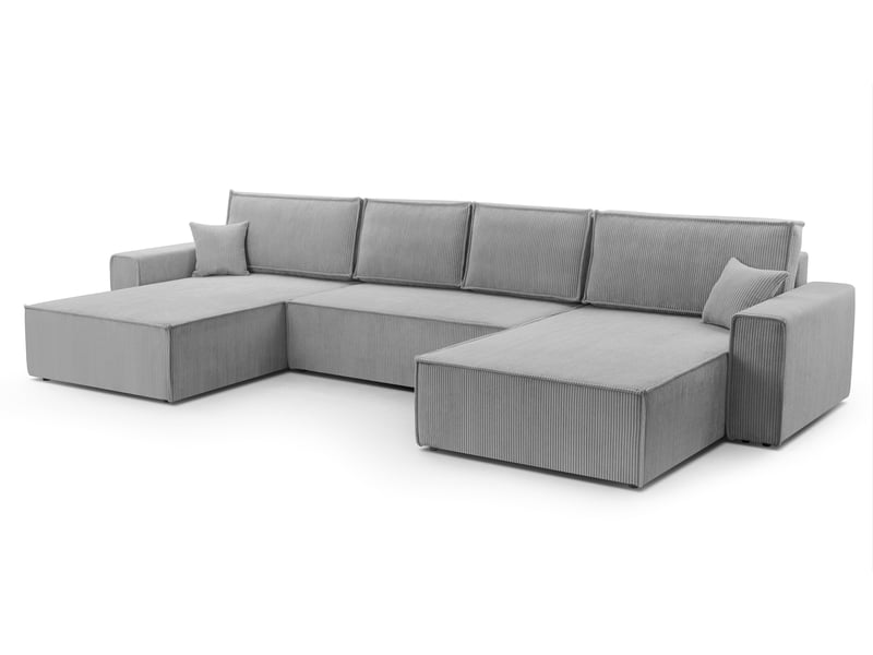 Canapé d’angle en velours côtelé blanc cedria – 287 cm Cedria U - Conforama A