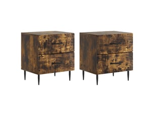Table de chevet - cabinet de chevet - table de nuit 2 pièces chêne fumé 43 x 34,5 x 47,5 cm