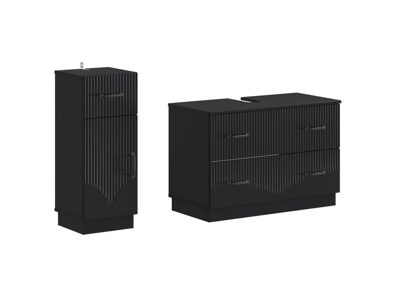 Ensemble de 2 meubles de salle de bain hoorn noir cf63194  - Conforama A