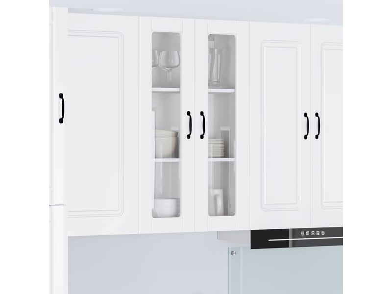  Meuble mural de cuisine, cabinet en verre mural blanc brillant 60x31x100cm  - Conforama B