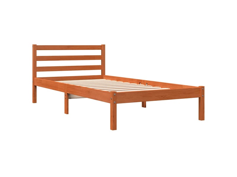  Lit simple- lit adulte -  cadre de lit sans matelas  marron 90x190 cm bois pin massif  - Conforama B