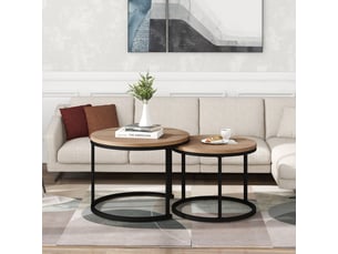 Table basse rond(e) coloris marron <strong>KORFEE</strong> <strong></strong> - 70.5 cmx70.5 cm