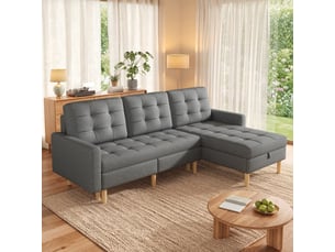 Canapé d’angle réversible 3 places – coffre de rangement – 212 cm – gris