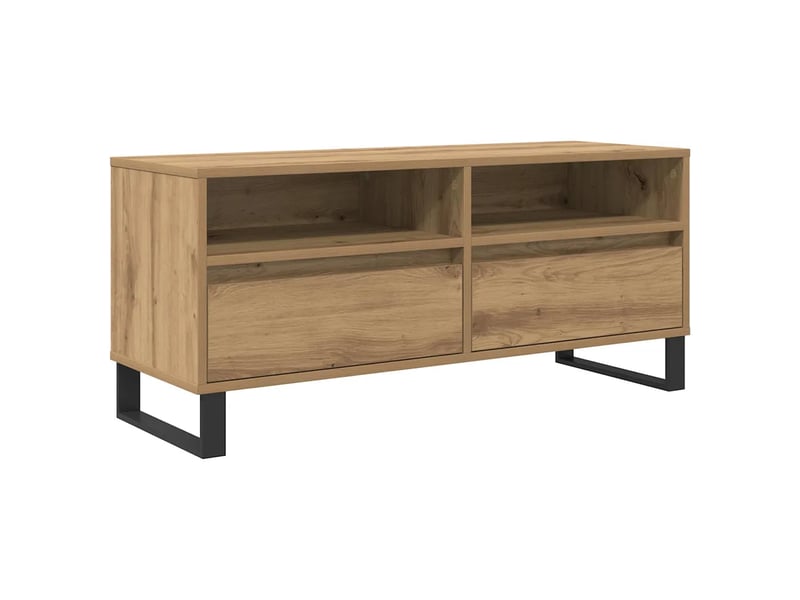  Meuble tv rectangulaire moderne avec tiroir et étagère 100 x 34,5 x 44,5 cm en bois chêne artisanal 02_0052746  - Conforama A