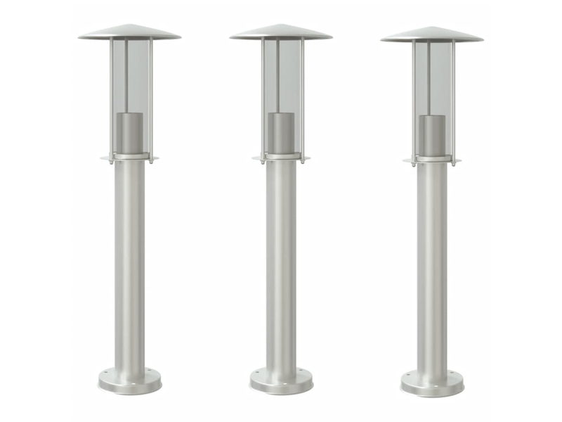  Lampadaires d'extérieur 3 pcs argenté 60 cm acier inoxydable argent 02_0042560  - Conforama A