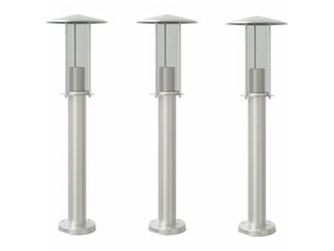 Lampadaires d'extérieur 3 pcs argenté 60 cm acier inoxydable argent 02_0042560