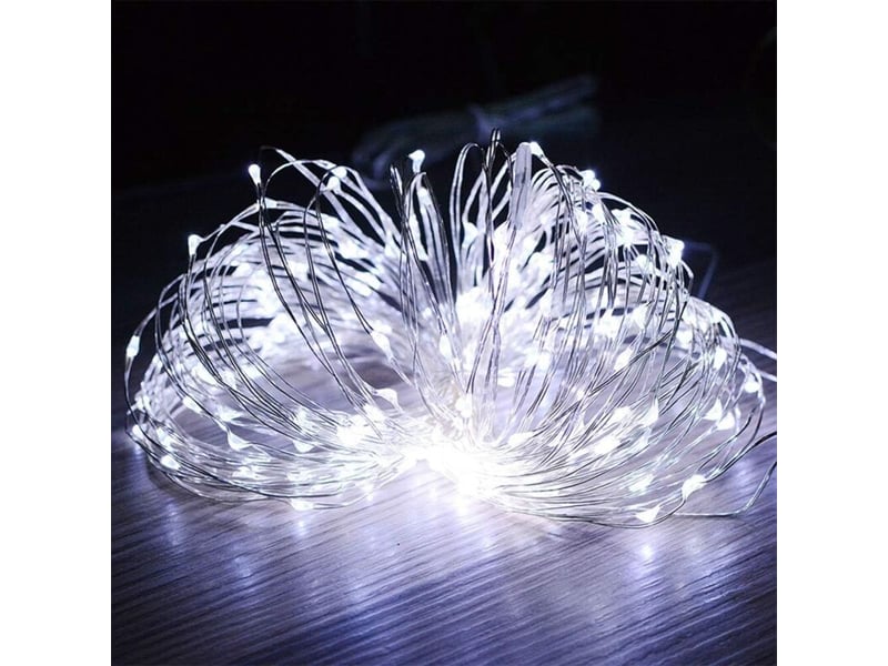  Guirlande ruban lumineuse solaire,20 leds 72ft22m de cuivre extérieur tube rope guirlande lumineuse décorative (blanc)  - Conforama C