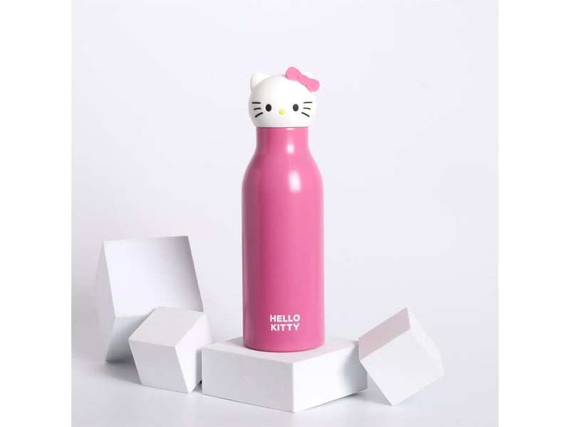 Lot de 3 bouteilles isothermes hello kitty 40 cl - bouchon 3d hello kitty - rose  - Conforama D