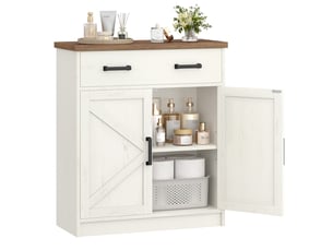 Meuble de rangement blanc, 30,6 x 70,6 x 80,6 cm, un tiroir, deux portes, étagères réglables