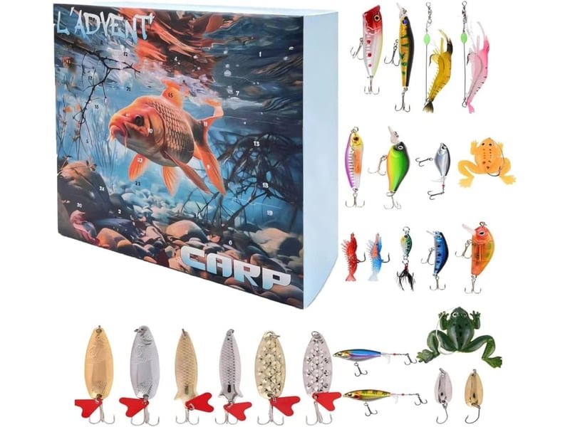 Calendrier de l’avent pêche 2026, 24 jours de leurres de pêche, cadeau de noël pour pêcheur et homme - Conforama A