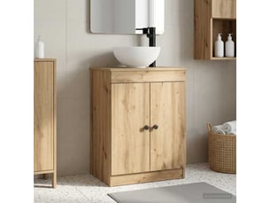 Meuble de salle de bain avec évier chêne artisanal shl343