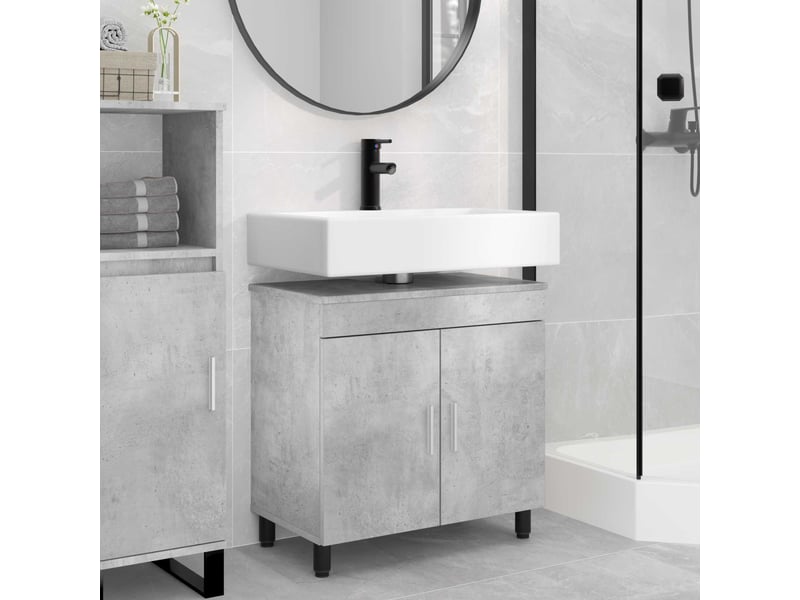  Unité de vanité de salle de bain, meuble de rangement gris béton 60x35x60 cm shl7392  - Conforama B